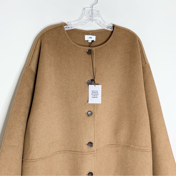 NEW LPA Isabel Maxi Coat (Sz M) Melton Wool Blend Wide Sleeve Oversized Camel - Picture 3 of 10